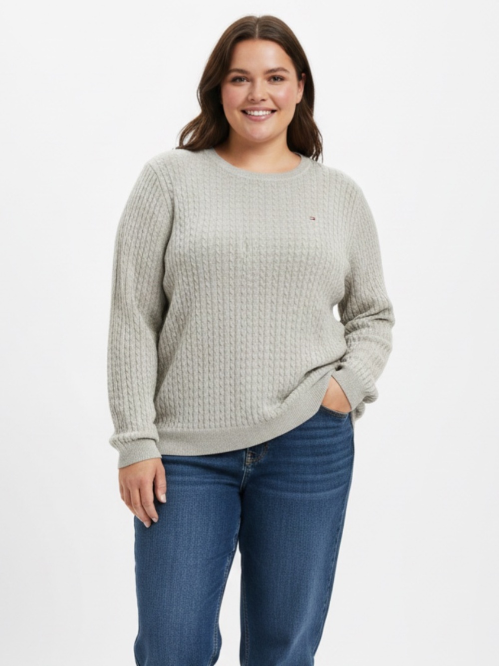 Tommy Hilfiger grey knit cotton sweater xl